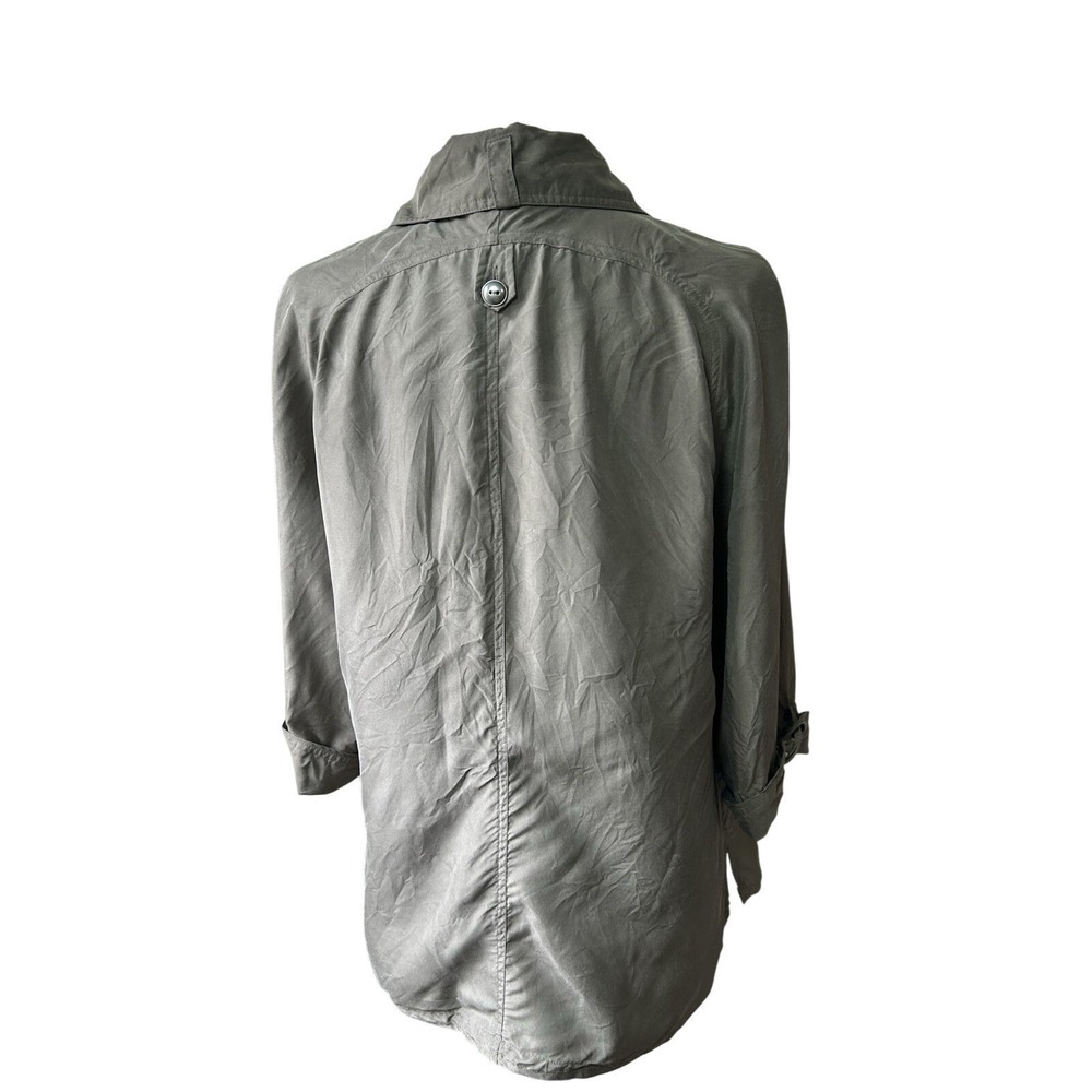 Chicos Utility Chic SILK Jacket Size 2 US 12 Green Lightweight Pockets - Picture 7 of 10